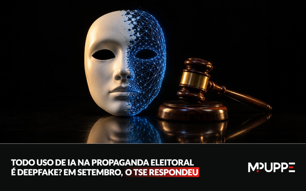 Banner do artigo sobre deepfake, IA e propaganda eleitoral, com o critério fixado pelo TSE em setembro de 2026